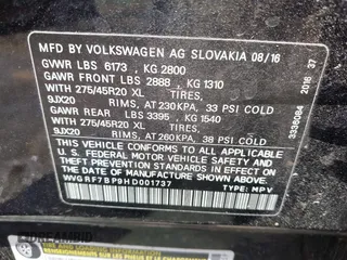 2017 Volkswagen Touareg Wolfsburg Edition с VIN WVGRF7BP9HD001737, выставлен на аукционе IAAI как лот 42280198 с пробегом 159 257 миль миль и . История ставок и продаж доступна на DreamBid. Изображение 9.