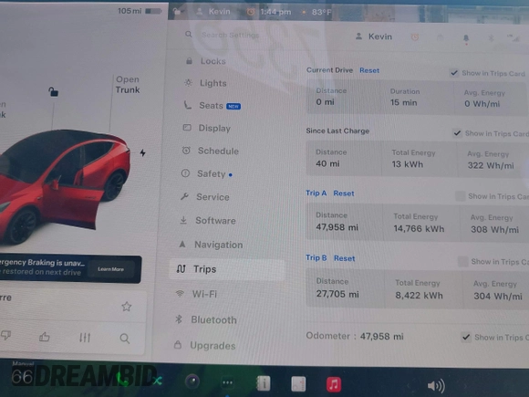 2020 Tesla Model Y Long Range with VIN 5YJYGDEE0LF029496, listed as a IAAI auction lot 41977695 with 47,958 mi miles and . Bid and sale history available at DreamBid. Image 7.