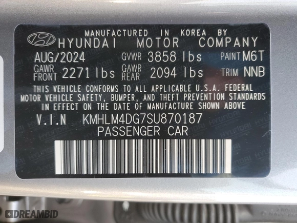 2025 Hyundai Elantra SEL Sport with VIN KMHLM4DG7SU870187, listed as a Copart auction lot 43471725 with 4,886 mi miles and Salvage Title. Bid and sale history available at carsss.com. Image 13.