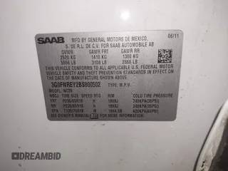 2011 Saab 9-4X z VIN 3G0FNREY2BS800502, wystawiony jako IAAI lot #41635119 z przebiegiem 204 671 mil mil oraz . Historia ofert i sprzedaży dostępna na DreamBid. Obrazek 9.