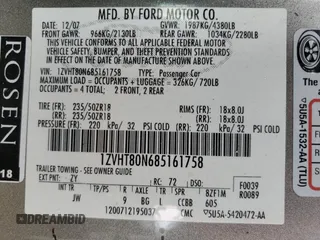 2008 Ford Mustang Deluxe with VIN 1ZVHT80N685161758, listed as a Copart auction lot 53351895 with 179,707 mi miles and Salvage Title. Bid and sale history available at carsss.com. Image 12.
