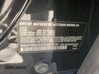 2014 BMW 7 Series 750i xDrive with VIN WBAYB6C52ED224536, listed as a Copart auction lot 54397595 with 107,410 mi miles and Salvage title. Bid and sale history available at DreamBid. Image 12.