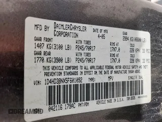 2005 Dodge Durango SXT с VIN 1D4HD38NX5F601092, выставлен на аукционе Copart как лот 63338515 с пробегом 301 984 миль миль и Чистый • Clean title. История ставок и продаж доступна на DreamBid. Изображение 13.