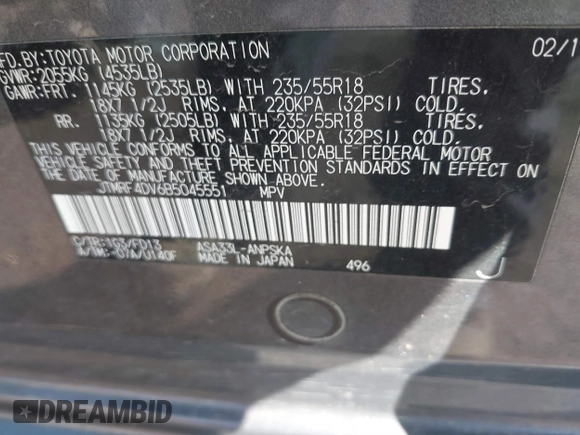 2011 Toyota RAV4 Sport with VIN JTMRF4DV6B5045551, listed as a IAAI auction lot 41822319 with 207,349 mi miles. Bid and sale history available at carsss.com. Image 9.
