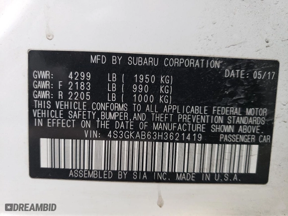 2017 Subaru Impreza Premium with VIN 4S3GKAB63H3621419, listed as a Copart auction lot 47632265 with 76,022 mi miles and Salvage Title. Bid and sale history available at carsss.com. Image 14.