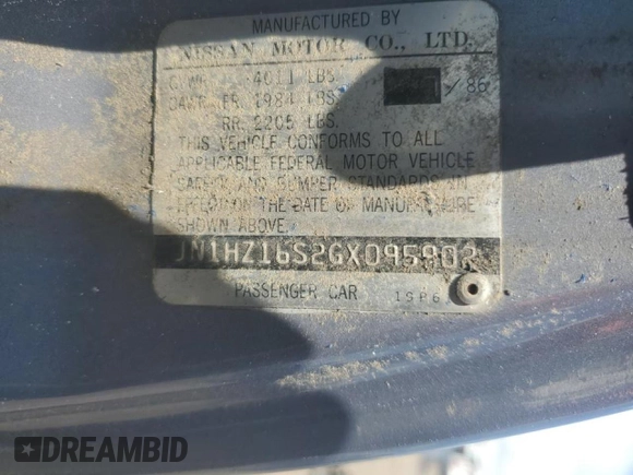 1986 Nissan 300ZX GS z VIN JN1HZ16S2GX095902, wystawiony jako Copart lot #63410585 z przebiegiem 217 539 mil mil oraz Czysty tytuł • Clean title. Historia ofert i sprzedaży dostępna na DreamBid. Obrazek 12.