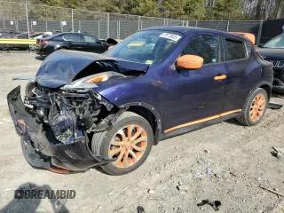 2015 Nissan Juke SV with VIN JN8AF5MV7FT550541, listed as a Copart auction lot 47573835 with 89,667 mi miles and Salvage Title. Bid and sale history available at carsss.com. Image 1.