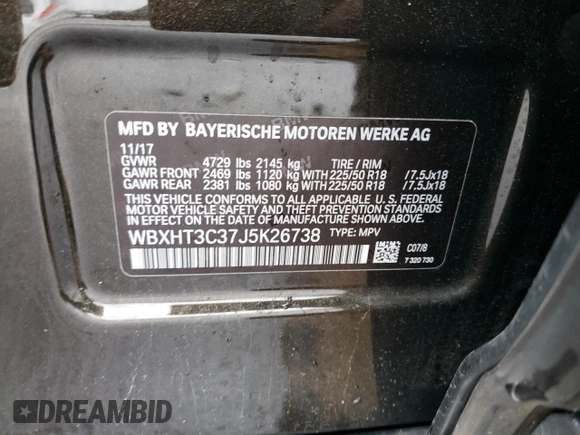 2018 BMW X1 xDrive28i with VIN WBXHT3C37J5K26738, listed as a Copart auction lot 35778903 with 34,916 mi miles. Bid and sale history available at carsss.com. Image 13.