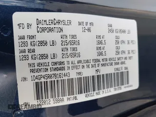 2007 Dodge Caravan SXT with VIN 1D4GP45R07B161443, listed as a IAAI auction lot 41829566 with 83,810 mi miles and . Bid and sale history available at carsss.com. Image 9.