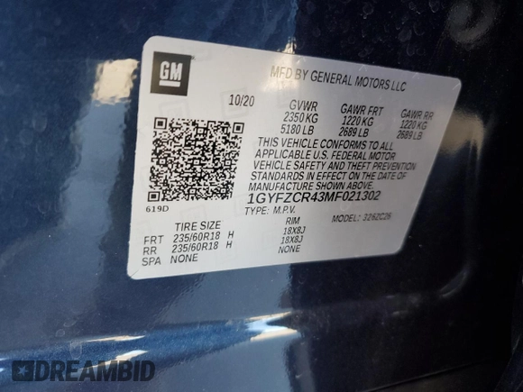 2021 Cadillac XT4 FWD Premium Luxury z VIN 1GYFZCR43MF021302, wystawiony jako Copart lot #41668755 z przebiegiem 46 047 mil mil oraz Szkody całkowita. Historia ofert i sprzedaży dostępna na DreamBid. Obrazek 14.