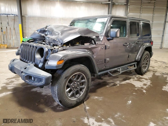 2021 Jeep Wrangler Unlimited Willys with VIN 1C4HJXDN9MW718826, listed as a Copart auction lot 79694794 with 52,186 mi miles and Salvage Title. Bid and sale history available at carsss.com. Image 1.