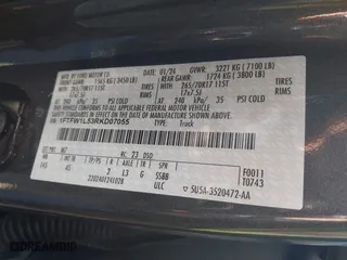 2024 Ford F-150 XL with VIN 1FTFW1L53RKD07055, listed as a IAAI auction lot 41238235 with 10,949 mi miles. Bid and sale history available at carsss.com. Image 9.