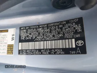 2008 Scion tC Spec with VIN JTKDE167280265407, listed as a IAAI auction lot 42036067 with 57,462 mi miles and . Bid and sale history available at DreamBid. Image 9.
