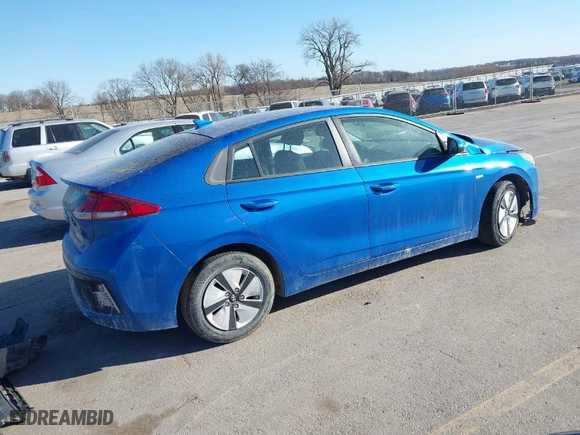 2018 Hyundai Ioniq Hybrid Blue with VIN KMHC65LC2JU072323, listed as a IAAI auction lot 41771754 with 150,817 mi miles. Bid and sale history available at carsss.com. Image 4.