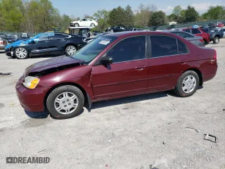 2002 Honda Civic LX with VIN 2HGES16522H536487, listed as a Copart auction lot 52560635 with 121,970 mi miles and Salvage Title. Bid and sale history available at carsss.com. Image 1.