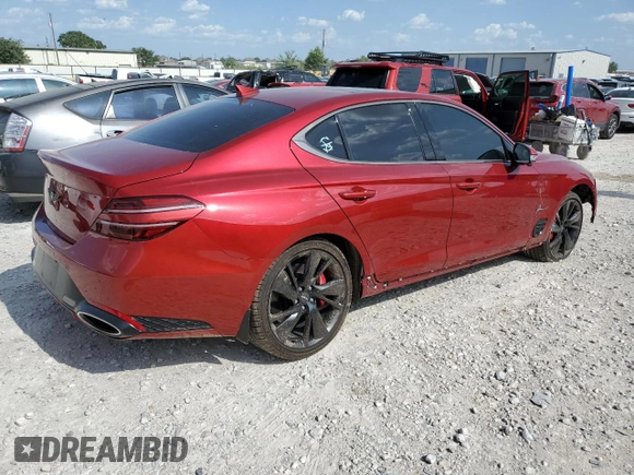 2023 Genesis G70 3.3T with VIN KMTG54TE1PU128010, listed as a Copart auction lot 67628944 with 11,307 mi miles and Salvage Title. Bid and sale history available at carsss.com. Image 3.