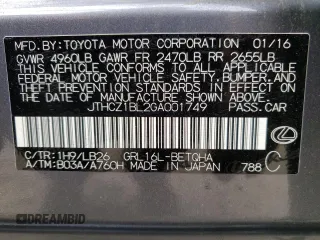 2016 Lexus GS 350 with VIN JTHCZ1BL2GA001749, listed as a Copart auction lot 72436254 with 45,587 mi miles and Salvage Title. Bid and sale history available at carsss.com. Image 12.