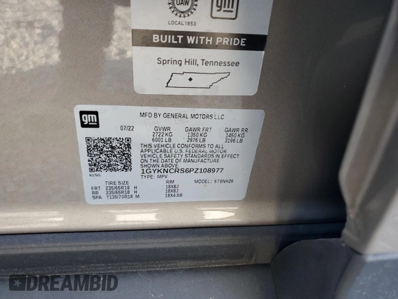 2023 Cadillac XT5 FWD Premium Luxury with VIN 1GYKNCRS6PZ108977, listed as a Copart auction lot 87249294 with 0 mi miles and Salvage Title. Bid and sale history available at carsss.com. Image 13.