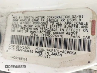 1991 Lexus LS z VIN JT8UF11E6M0075970, wystawiony jako IAAI lot #41872951 z przebiegiem 217 251 mil mil oraz . Historia ofert i sprzedaży dostępna na DreamBid. Obrazek 9.