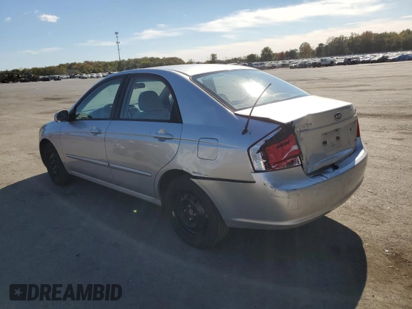 2009 Kia Spectra EX with VIN KNAFE222895603636, listed as a Copart auction lot 75327854 with 169,702 mi miles and Salvage Title. Bid and sale history available at carsss.com. Image 2.