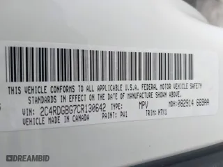 2012 Dodge Grand Caravan SE with VIN 2C4RDGBG7CR130642, listed as a IAAI auction lot 41894040 with 186,551 mi miles. Bid and sale history available at carsss.com. Image 9.