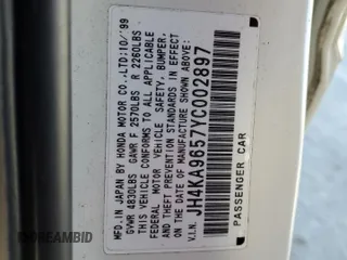 2000 Acura RL with VIN JH4KA9657YC002897, listed as a Copart auction lot 46105305 with 0 mi miles and Salvage Title. Bid and sale history available at carsss.com. Image 12.
