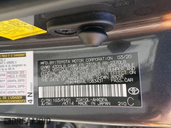 2020 Toyota C-HR LE with VIN JTNKHMBX4L1083431, listed as a Copart auction lot 49535465 with 17,802 mi miles and Salvage Title. Bid and sale history available at DreamBid. Image 15.