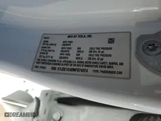 2021 Tesla Model 3 Standard Range Plus with VIN 5YJ3E1EA8MF074974, listed as a Copart auction lot 49626135 with 60,778 mi miles and Salvage Title. Bid and sale history available at carsss.com. Image 16.