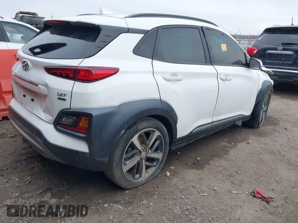 2021 Hyundai Kona Ultimate with VIN KM8K5CA58MU721649, listed as a IAAI auction lot 41215632 with 1 mi miles. Bid and sale history available at carsss.com. Image 4.