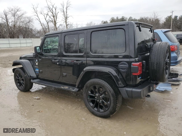 2021 Jeep Wrangler 4xe Unlimited Sahara with VIN 1C4JJXP68MW767277, listed as a Copart auction lot 47885665 with 53,869 mi miles and Salvage Title. Bid and sale history available at carsss.com. Image 2.