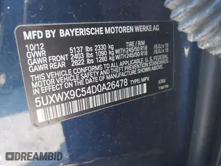 2013 BMW X3 xDrive28i with VIN 5UXWX9C54D0A26478, listed as a IAAI auction lot 41909253 with 125,938 mi miles. Bid and sale history available at carsss.com. Image 9.