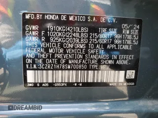 2025 Honda HR-V EX-L z VIN 3CZRZ1H78SM700850, wystawiony jako Copart lot #55577205 z przebiegiem 13 132 mil mil oraz Szkoda całkowita • Salvage title. Historia ofert i sprzedaży dostępna na DreamBid. Obrazek 13.