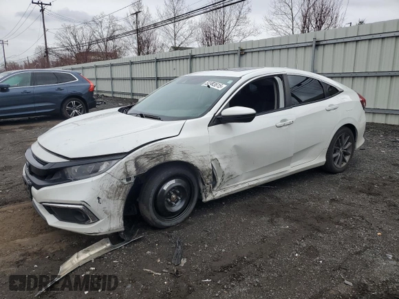2021 Honda Civic Sedan EX with VIN 19XFC1F35ME200927, listed as a Copart auction lot 52483615 with 44,346 mi miles and Salvage Title. Bid and sale history available at carsss.com. Image 1.