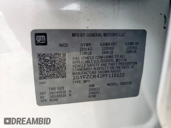 2023 Cadillac XT4 FWD Premium Luxury with VIN 1GYFZCR42PF110122, listed as a Copart auction lot 57332955 with 11,427 mi miles and Salvage title. Bid and sale history available at DreamBid. Image 13.