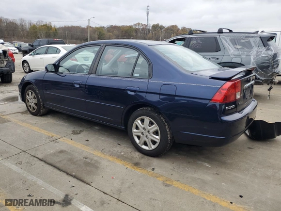 2003 Honda Civic EX with VIN 1HGES26763L033654, listed as a Copart auction lot 80554374 with 58,372 mi miles and Salvage Title. Bid and sale history available at carsss.com. Image 2.