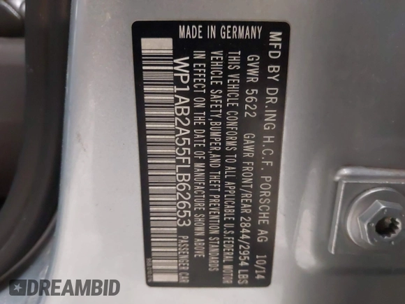 2015 Porsche Macan S with VIN WP1AB2A55FLB62653, listed as a IAAI auction lot 41733814 with 83,931 mi miles and . Bid and sale history available at DreamBid. Image 9.