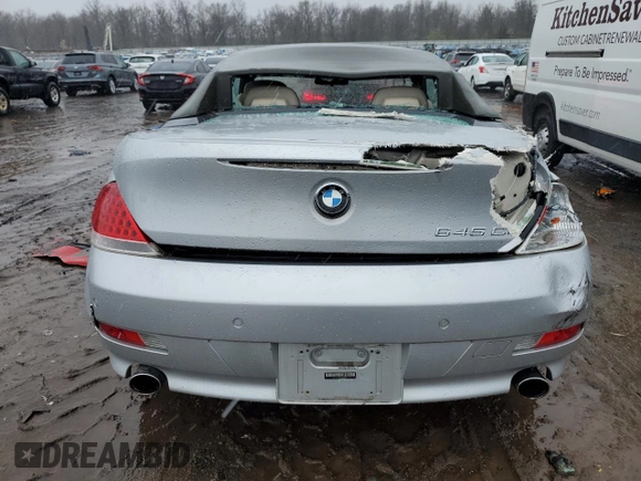 2005 BMW 6 Series 645Ci with VIN WBAEK73465B323257, listed as a Copart auction lot 49378644 with 0 mi miles and Salvage Title. Bid and sale history available at carsss.com. Image 6.