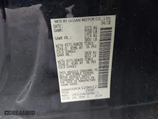 2018 Nissan Titan SV with VIN 1N6AA1E64JN529022, listed as a IAAI auction lot 41127756 with 150,166 mi miles. Bid and sale history available at carsss.com. Image 9.