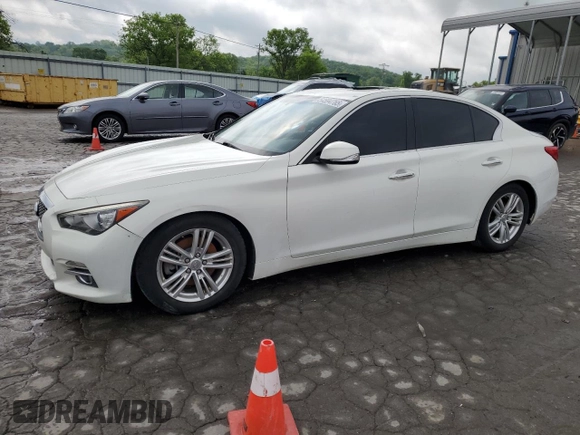 2015 Infiniti Q50 with VIN JN1BV7AP7FM356450, listed as a Copart auction lot 54594765 with 136,096 mi miles and Salvage title. Bid and sale history available at DreamBid. Image 1.