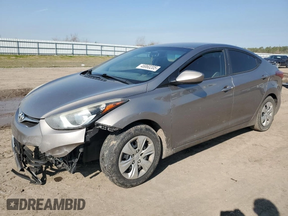 2016 Hyundai Elantra SE with VIN 5NPDH4AE0GH761703, listed as a Copart auction lot 46860205 with 172,588 mi miles and Salvage title. Bid and sale history available at DreamBid. Image 1.