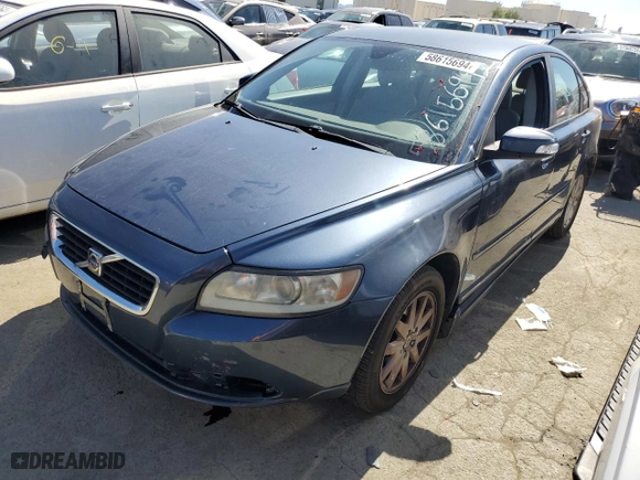 2008 Volvo S40 2.4L with VIN YV1MS382082383645, listed as a Copart auction lot 58615694 with 146,044 mi miles and Salvage Title. Bid and sale history available at carsss.com. Image 1.