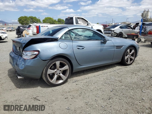 2012 Mercedes-Benz SLK 350 with VIN WDDPK5HA9CF017809, listed as a Copart auction lot 56926895 with 106,692 mi miles and Clean title. Bid and sale history available at DreamBid. Image 3.