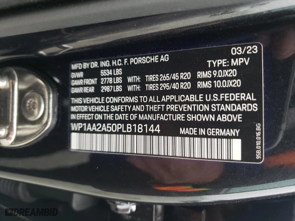 2023 Porsche Macan with VIN WP1AA2A50PLB18144, listed as a Copart auction lot 48013395 with 17,600 mi miles and Salvage Title. Bid and sale history available at carsss.com. Image 15.