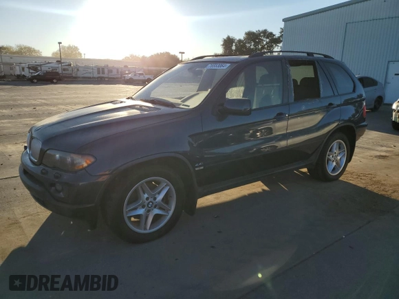 2005 BMW X5 4.4i with VIN 5UXFB53535LV14454, listed as a Copart auction lot 76553064 with 146,437 mi miles and Clean Title. Bid and sale history available at carsss.com. Image 1.