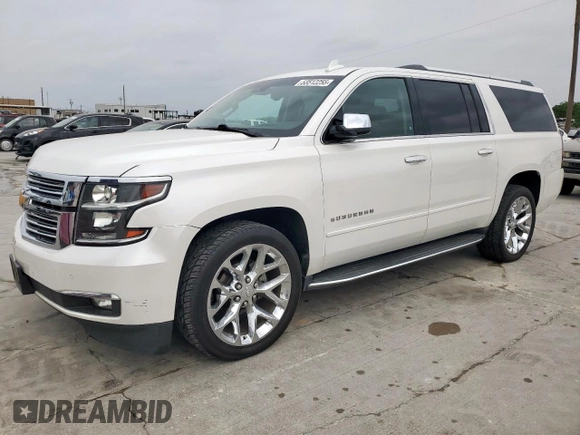 2018 Chevrolet Suburban Premier with VIN 1GNSCJKC5JR184384, listed as a Copart auction lot 53512255 with 161,503 mi miles and Salvage title. Bid and sale history available at DreamBid. Image 1.
