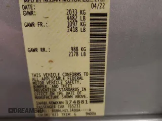 2022 Nissan Altima SV with VIN 1N4BL4DWXNN374881, listed as a Copart auction lot 52409335 with 28,189 mi miles and Salvage Title. Bid and sale history available at DreamBid. Image 12.