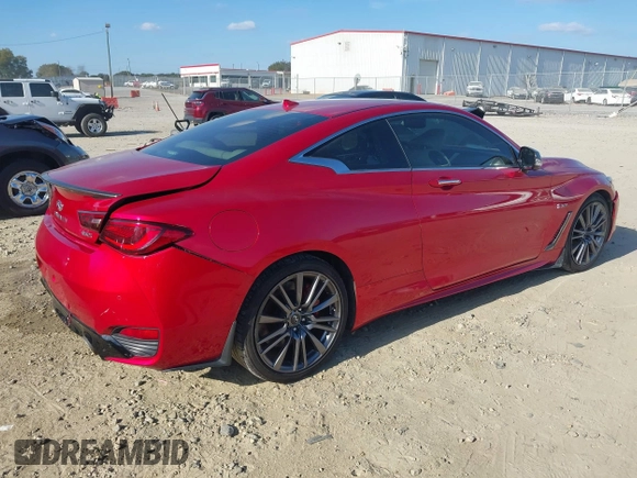 2017 Infiniti Q60 Red Sport 400 with VIN JN1FV7EK0HM610664, listed as a IAAI auction lot 40728910 with 89,817 mi miles and . Bid and sale history available at carsss.com. Image 4.
