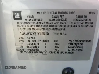 2007 GMC Envoy SLE with VIN 1GKDS13S972159505, listed as a Copart auction lot 88270875 with 201,824 mi miles and Salvage Title. Bid and sale history available at carsss.com. Image 13.
