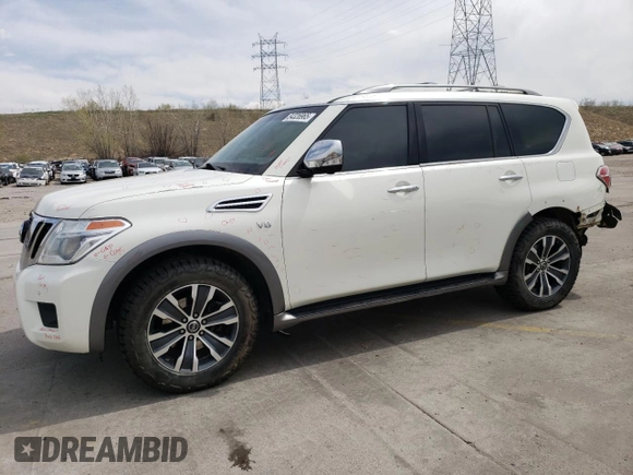 2017 Nissan Armada SV z VIN JN8AY2NC3H9504002, wystawiony jako Copart lot #54326965 z przebiegiem 86 469 mil mil oraz Szkoda całkowita • Salvage title. Historia ofert i sprzedaży dostępna na DreamBid. Obrazek 1.