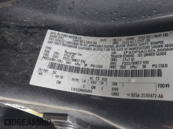 2013 Ford C-Max SE с VIN 1FADP5AU5DL500600, выставлен на аукционе IAAI как лот 42311504 с пробегом 165 919 миль миль и . История ставок и продаж доступна на DreamBid. Изображение 9.